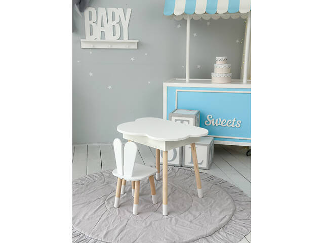 Дитячий стіл хмаринка з нішею 54х68х50, столик трюмо з відкидним верхом, білий - Фото 2