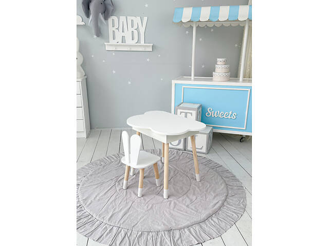 Дитячий стіл хмаринка з нішею 54х68х50, столик трюмо з відкидним верхом, білий - Фото 4