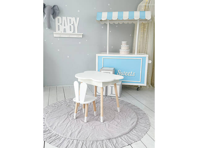 Дитячий стіл хмаринка з нішею 54х68х50, столик трюмо з відкидним верхом, білий - Фото 5