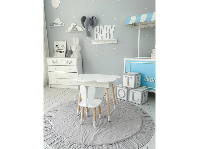 Дитячий стіл хмаринка з нішею 54х68х50, столик трюмо з відкидним верхом, білий - Фото 7