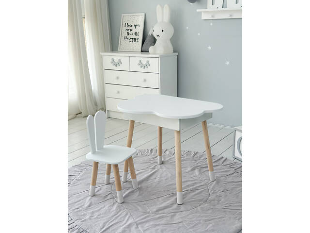 Дитячий стіл хмаринка з нішею 54х68х50, столик трюмо з відкидним верхом, білий - Фото 8