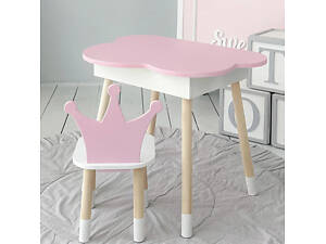 Детский стол Облако с нишей и стульчиком Корона (Розовый)