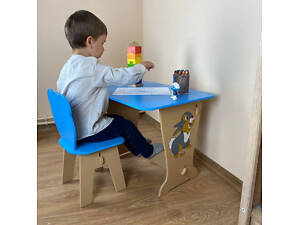 Дитячий стіл парта зі стільчиком для малювання та навчання Зайчик
