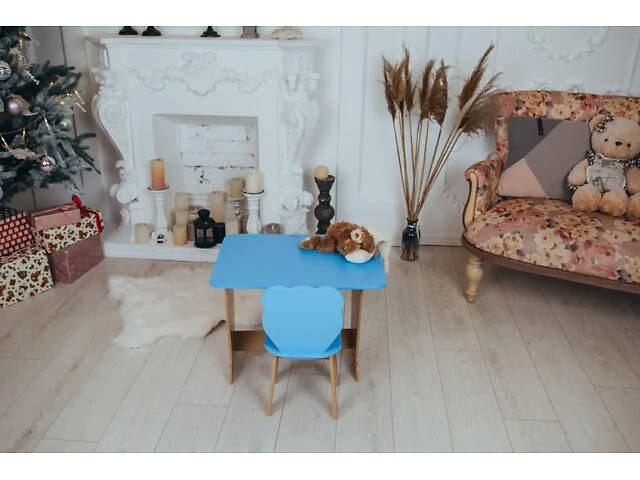 Детский стол парта со стульчиком для рисования и учебы Зайчик - Фото 4