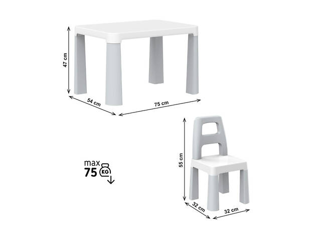 Дитячий стіл з двома стільцями сірий 0150 Технок - Фото 3