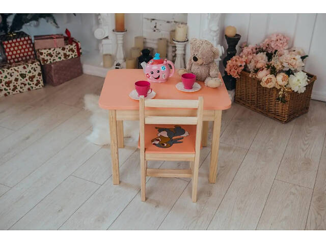 Детский стол с ящиком и стул для учебы (Розовый) Зайчик - Фото 9