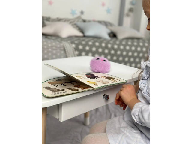 Дитячий столик зі стільчиком Корона та ящиком для олівців та розмальовок (Білий) - Фото 2