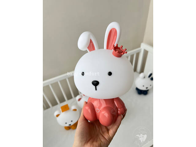 Детский светильник ночник Зайка розовый - Фото 2