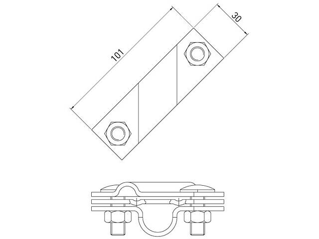 Діагональний з'єднувач для стрижня ø20мм та плаского повідника 40мм оцинкована сталь [z0010020] E.NEXT - Фото 6