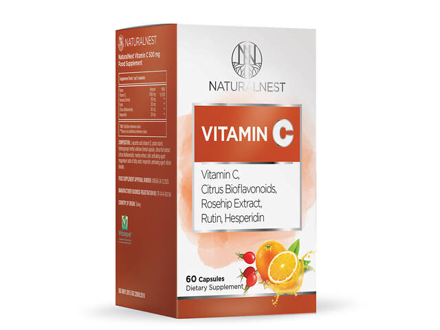 Диетическая добавка Витамин С 500 mg Naturalnest, 60 растительных капсул Livesta - Фото 1