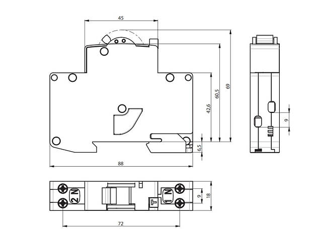 Диференційний вимикач 1P+N 6А 30мА 'C' тип A [2176031] KZS-1M UNI ETI - Фото 2