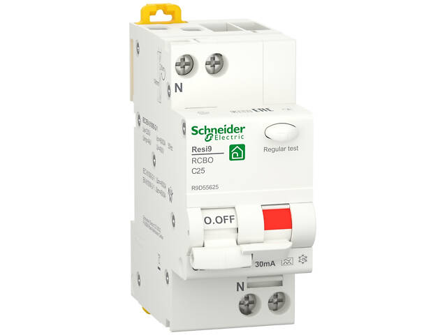 Дифференциальный выключатель 1P+N 25A 30мA 6кA 'C' тип А [R9D55625] RESI9 Schneider Electric - Фото NaN