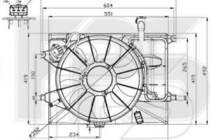 Дифузор кожух радіатора в зборі Kia Forte 4d 14-16