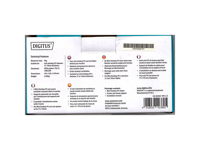 Digitus DA-90360 VPR 1-0 кріплення для міні ПК (DA-90360). Нове! - Фото 11