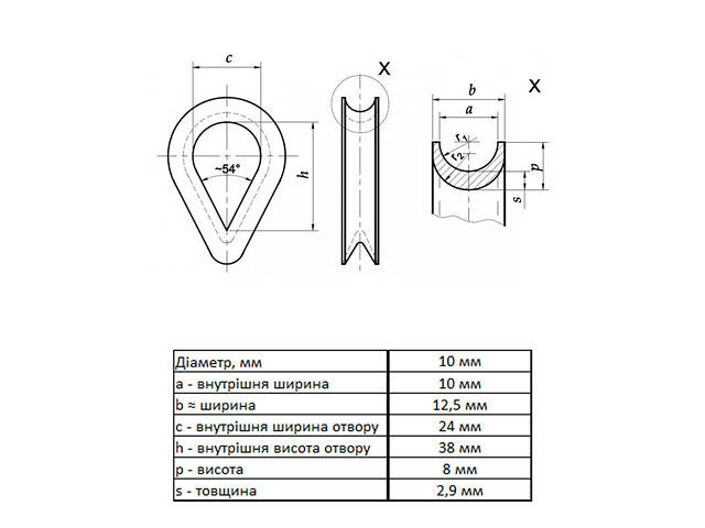 DIN6899 Коуш для троса ø10мм цинк білий (5 шт.) [3KO200000003KO1002] Metalvis - Фото 4
