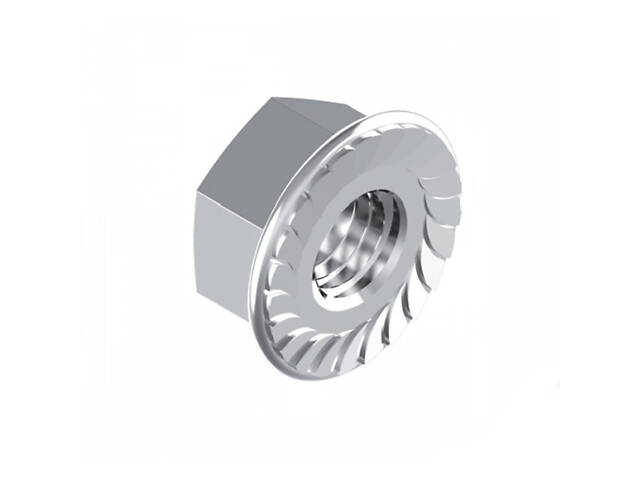 DIN6923 М10 сталь 6 крок 1.5 під ключ 15мм гайка з фланцем зубчаста цинк білий (500 шт.) [6L20000006L1006020] Metalvis - Фото 1