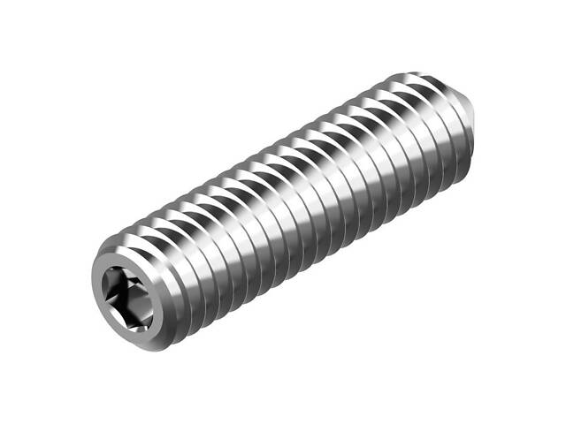 DIN914 М5х8 сталь 450HV гвинт установчий конічний кінець цинк білий під біту HX2.5 (50шт.) [9800H0000985008020] Metalvis - Фото 1