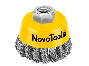 Диск чашка жгут. пров. 100 M14x2 сталь NovoTools NTWB10014ST. Чашечная жгутовая щётка с гайкой