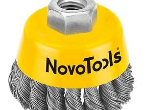 Диск чашка жгут. пров. 100 M14x2 сталь NovoTools NTWB10014ST. Чашечная жгутовая щётка с гайкой