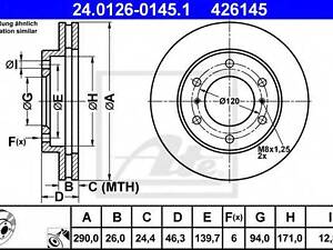 ДИСК тормозов. ATE 24012601451 на MITSUBISHI SHOGUN IV (V8_W, V9_W)