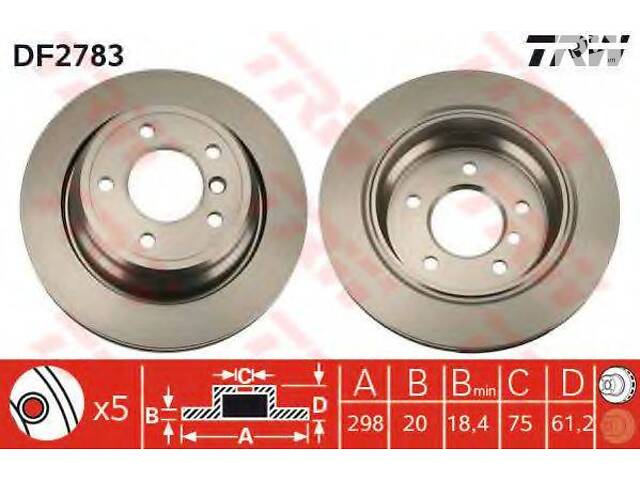 Диск гальмівний (1 шт.) ALPINA (BMW) - BMW B10520d520d Touring520i520i TRW DF2783 на BMW 5 седан (E39)