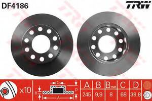 Диск гальмівний (1 шт.) AUDI A4A4 CabrioA4 Cabrio QuattroA4 Quattro TRW DF4186 на AUDI A4 (8E2, B6)