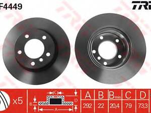 Диск тормозной (1 шт.) BMW 13 F 04 TRW DF4449 на BMW 1 купе (E82)