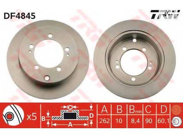 Диск гальмівний (1 шт.) CHRYSLERMITSUBISHI SebringLancer F 97> > TRW DF4845 на MITSUBISHI OUTLANDER II (CW_W, ZG, Z