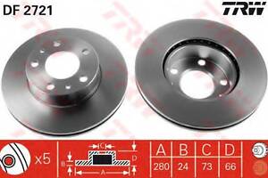 Диск гальмівний (1 шт.) CITROEN - FIAT - PEUGEOT JumperJumper 27Jumper 31RelayRelay 1000Re TRW DF2721 на FIAT DUCATO фур