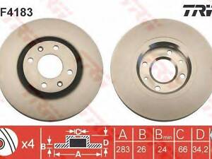 Диск гальмівний (1 шт.) CITROEN - PEUGEOT BerlingoBerlingo MultiSpaceC4C5C5 EstateBreakXs TRW DF4183 на CITROËN C4 II (B