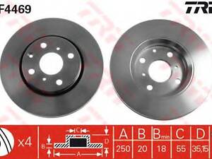 Диск тормозной (1 шт.) CITROENPEUGEOTTOYOTA C1107Aygo F 05 TRW DF4469 на GLEAGLE (GEELY) PANDA