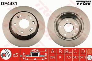 Диск гальмівний (1 шт.) HONDA Accord 'R D=282mm '03-08