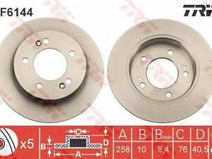 Диск тормозной (1 шт.) HYUNDAIKIA IX20Venga R D=258mm 10 TRW DF6144 на HYUNDAI ix20 (JC)