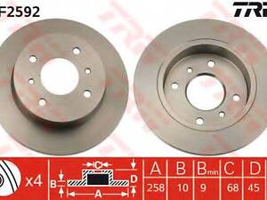 Диск тормозной (1 шт.) NISSAN AlmeraPrimera TRW DF2592 на NISSAN PRIMERA (P10)