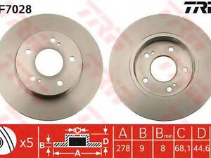 Диск тормозной (1 шт.) NISSAN Maxima R TRW DF7028 на NISSAN MAXIMA (A32)