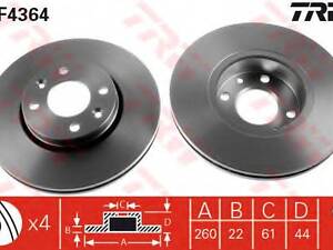 Диск тормозной (1 шт.) NISSAN MicraMicra CCNote TRW DF4364 RENAULT MODUS/GRAND MODUS (F/JP0_)