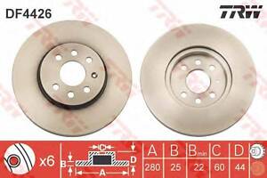 Диск гальмівний (1 шт.) OPEL Astra HComboMeriva F D=280mm 02&gt &gt TRW DF4426 на OPEL ASTRA H универсал (L35)