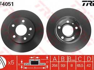 Диск тормозной (1 шт.) OPEL AstraAstra CabrioAstra CoupeAstra VanMeriv TRW DF4051 VAUXHALL MERIVA Mk II (B)