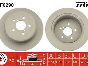 Диск тормозной (1 шт.) SUBARU LegacyOutback R D=273,8mm 03-09 TRW DF6290 на SUBARU OUTBACK универсал (BL, BP)