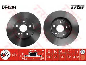 Диск гальмівний (1 шт.) Toyota Camry V30 F TRW DF4204 на TOYOTA ESTIMA (MCR3_, ACR3_, CLR3_)