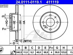 Диск гальмівний ATE 24011101191 на FIAT PANDA (169)