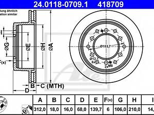 диск тормозной ATE 24011807091 TOYOTA LAND CRUISER PRADO (LJ12_, KDJ12_, KZJ12_, GRJ12_, TRJ12_)