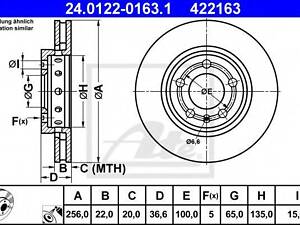 Диск гальмівний ATE 24012201631 на VW GOLF Mk IV (1J1)