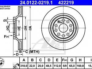 Диск гальмівний ATE 24012202191 на VW PASSAT (362)