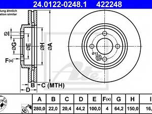 Диск гальмівний ATE 24012202481 на MINI MINI (R56)