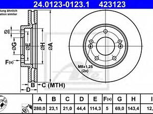 Диск гальмівний ATE 24012301231 на HYUNDAI ELANTRA GT (GD)