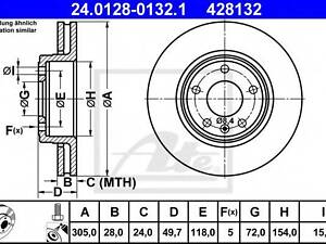 Диск тормозной ATE 24012801321 на автобус RENAULT TRAFIC II (JL)