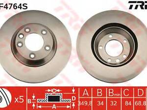 Диск гальмівний Audi Q7 Porsche Cayenne VW Touareg FL TRW DF4764S на PORSCHE CAYENNE