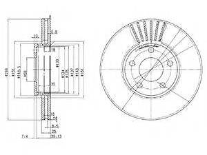 Диск гальмівний AUDISKODAVW 100A4A6SuperbPassat F D=288mm 91-08 DELPHI BG2745 на SKODA SUPERB седан (3U4)