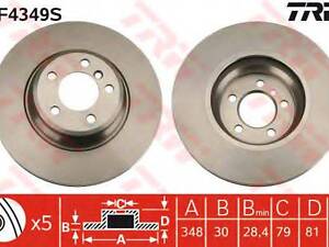Диск гальмівний BMW E60 E65 E66 TRW DF4349S на BMW 7 седан (E65, E66, E67)